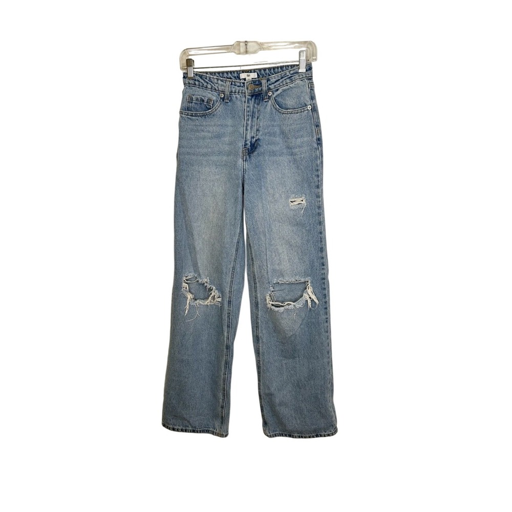 BP Women's Size 29‎ Light Wash Ripped Distressed Wide Leg Jeans Denim